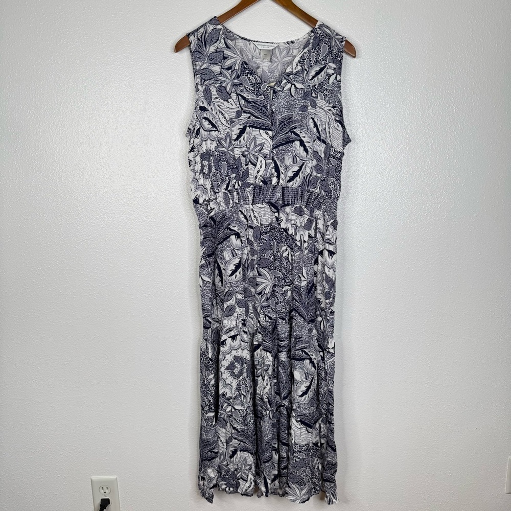 Christopher & Banks Petites Blue Floral Sleeveless Maxi Dress Size Xlarge Petite